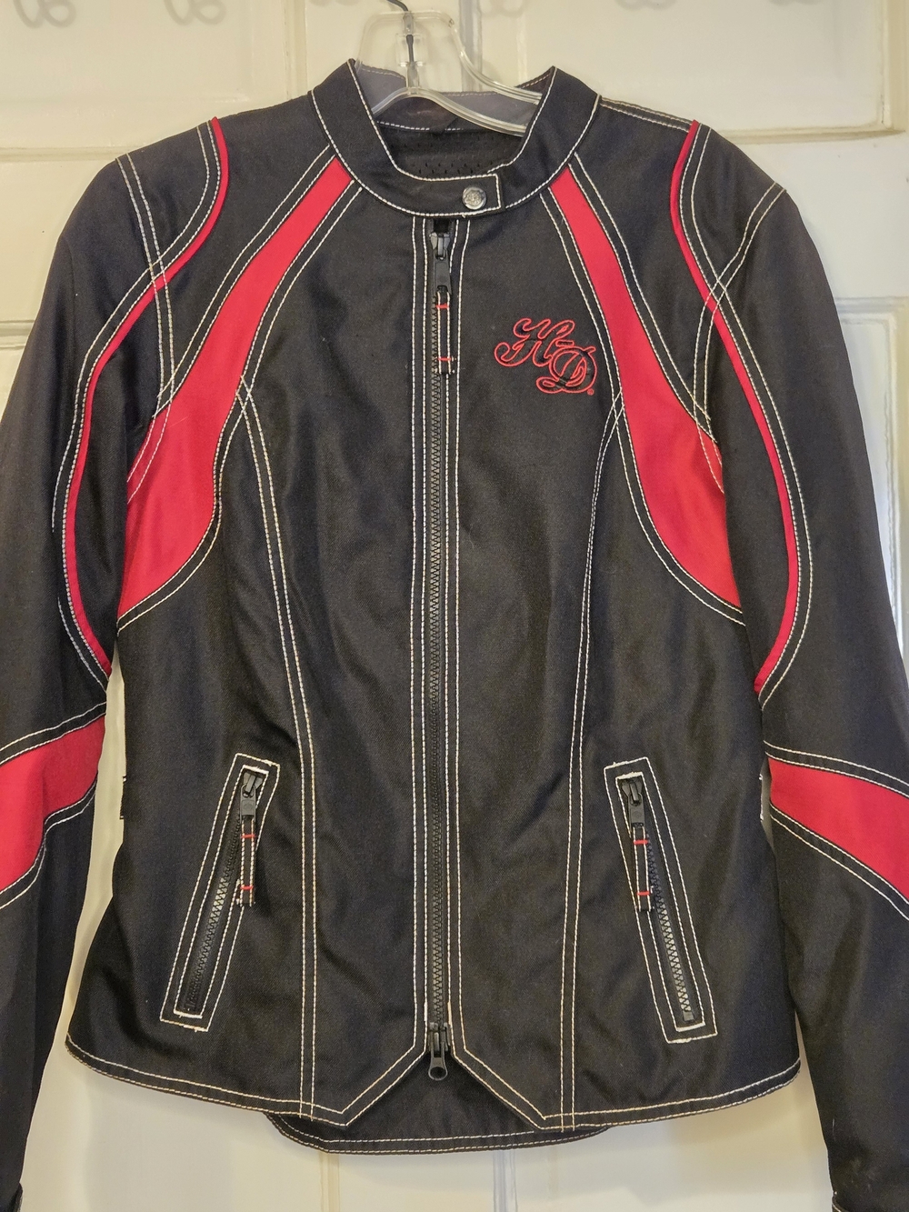 Women's Harley-Davidson Black & Red Riding Jacket with Contrast Stitching